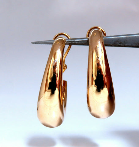 14Kt Gold Elongated Hoop Earrings Omega Clip