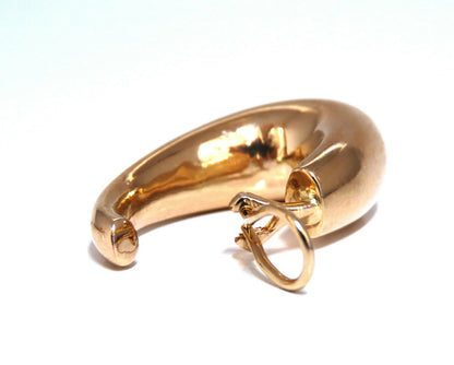 14Kt Gold Elongated Hoop Earrings Omega Clip