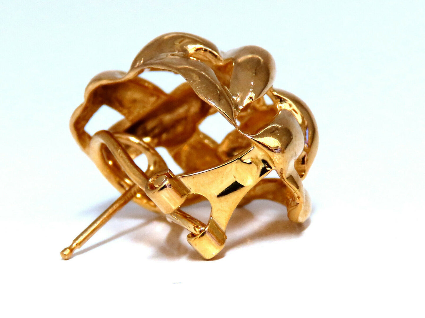 14kt Gold Clip earrings Domed Crest Braid Weave