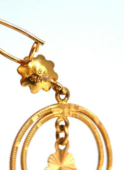 21kt Gold Dangle Earrings Handmade Circles