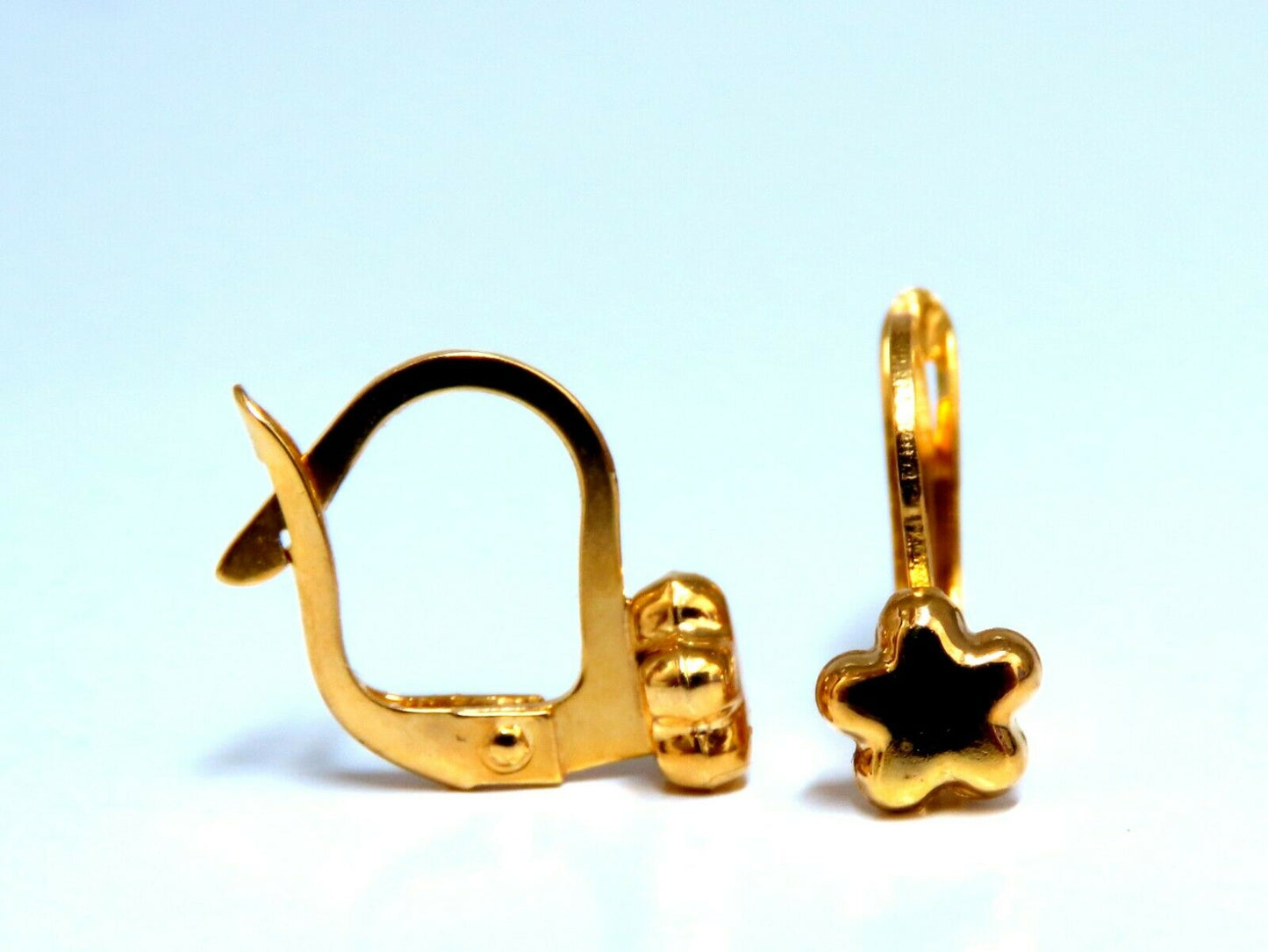 14Kt Gold Lever Clover Clip Earrings