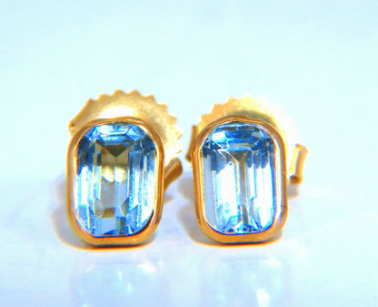 2ct Natural Light Blue Topaz stud earrings 14kt