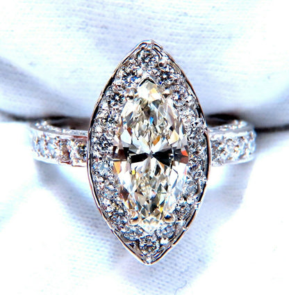 GIA Certified 2.03ct Natural Marquise Diamond Cluster Halo Ring 14kt