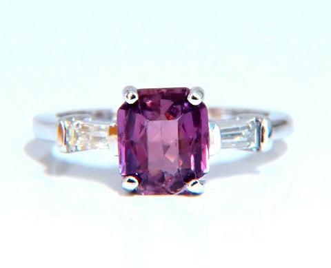 GIA Certified 1.89ct Natural purple pink Sapphire Diamonds Ring 14kt