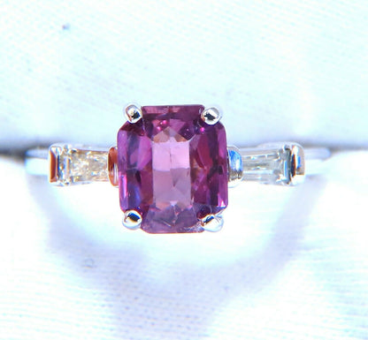 GIA Certified 1.89ct Natural purple pink Sapphire Diamonds Ring 14kt