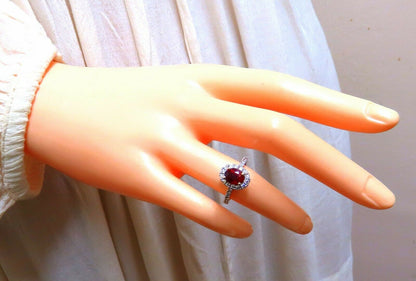 GIA Certified Thailand Ruby 1.71ct Halo Diamond ring 18kt Vivid Red Prime