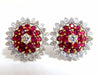 6.26ct natural vivid red ruby diamond domed cluster clip earrings 18kt
