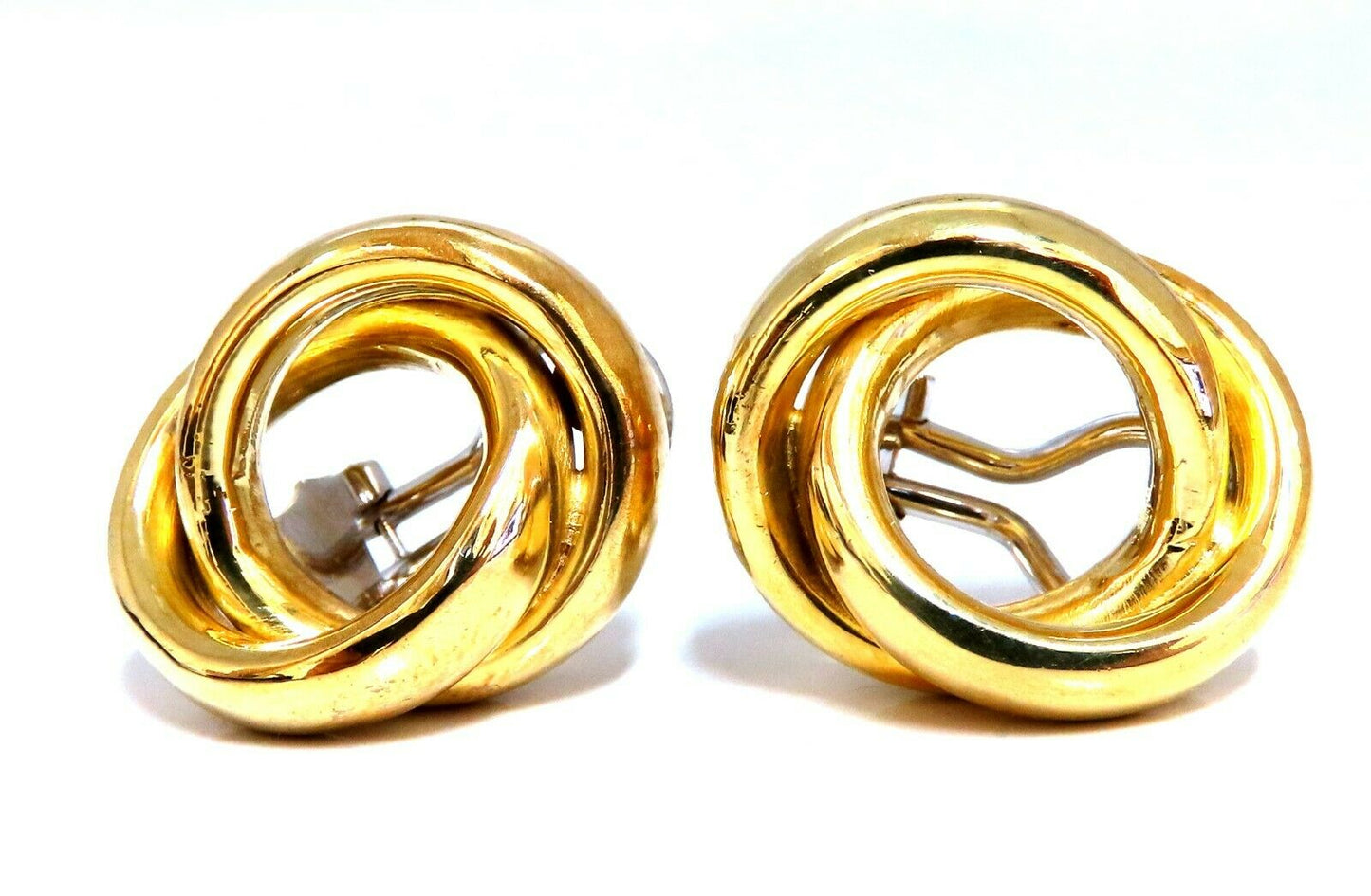 18kt Gold Clip earrings Double Circles Loop