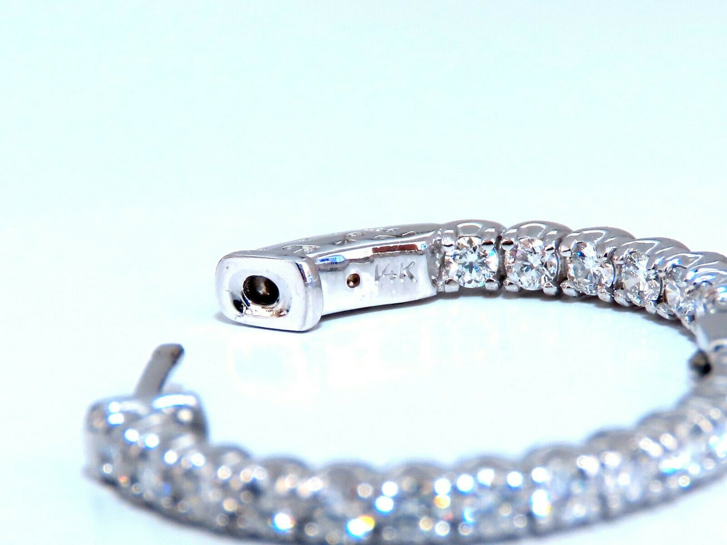 1.62ct Natural Round Diamond hoop earrings 14kt 25mm