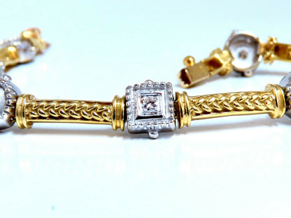 .40ct Natural Round diamonds Bead Deco Two toned bracelet 14kt