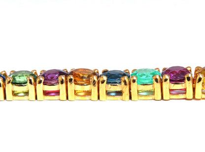 17.20Ct Natural Gem-Line Emerald Sapphire Ruby Bracelet 14Kt