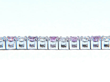 7.30ct natural Pink Sapphire diamond bracelet 14kt g/vs tennis