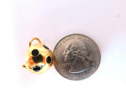 18kt Gold Clip earrings Black Enamel Polka Dot Half Ball