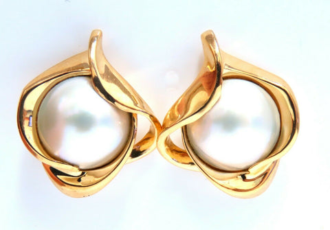 12mm Mabe Pearls Earrings 14kt Gold