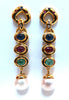 3ct Natural Ruby Emerald Sapphire Pearl Dangle Earrings 14kt