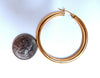 14Kt Gold Hoop Earrings Tubular Plain 1.85 inch diameter