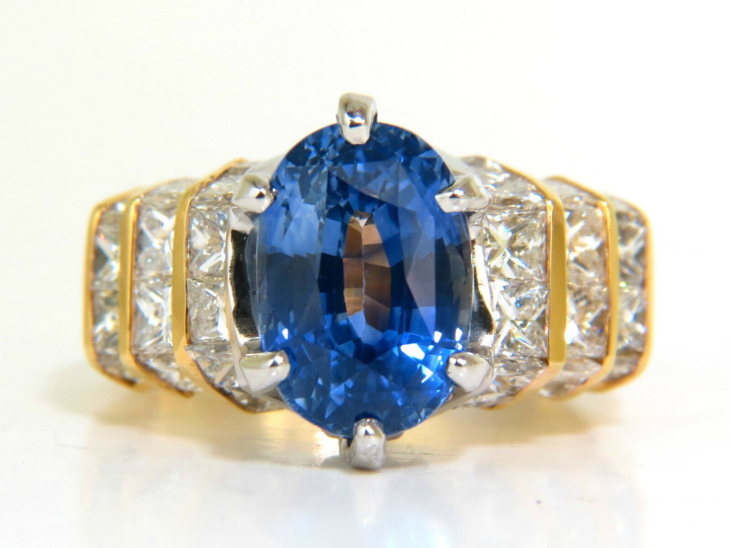 GIA 8.89CT Natural Fine Sapphire Diamond Ring Cornflower Classic 14KT
