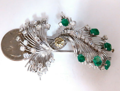 Platinum Estate Natural GIA Certified Fancy Diamond Emerald Pin