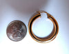 14Kt Gold Hoop Earrings Tubular Plain 1.30 inch diameter