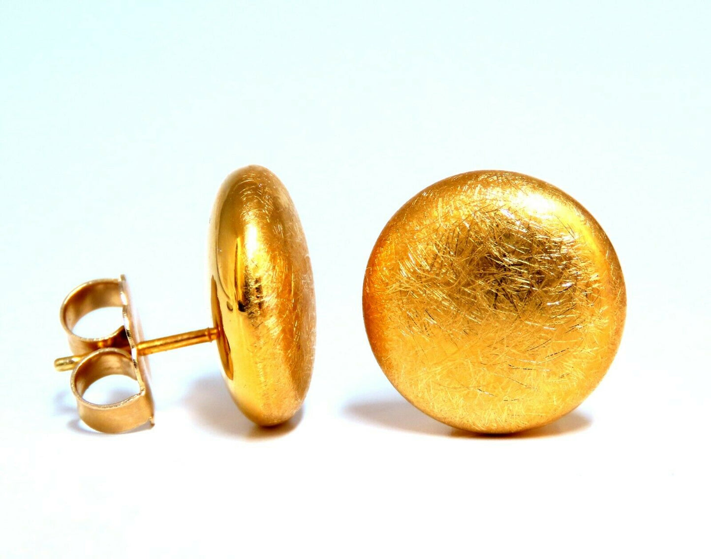 14Kt Gold Button Earrings 16mm