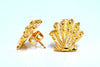 14Kt Gold Sea Shell Stud earrings 3D Carribean Cruise Souviner