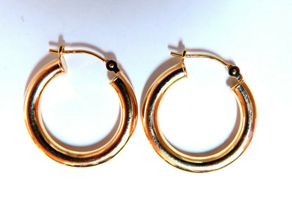14Kt Gold Tubular Hoop Earrings Classic 20mm diameter