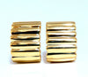 18Kt Gold Staggard Row Pattern Earrings 3D Semi Hoop Clips Post-Less