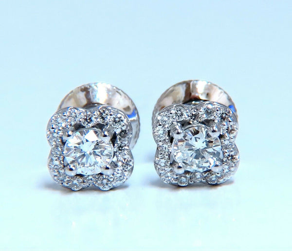 .40ct Natural Round Diamond Stud Earrings 14 Karat Halo