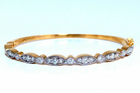 1.40ct Natural Edwardian Style Diamonds Bangle Bracelet 14kt Gold