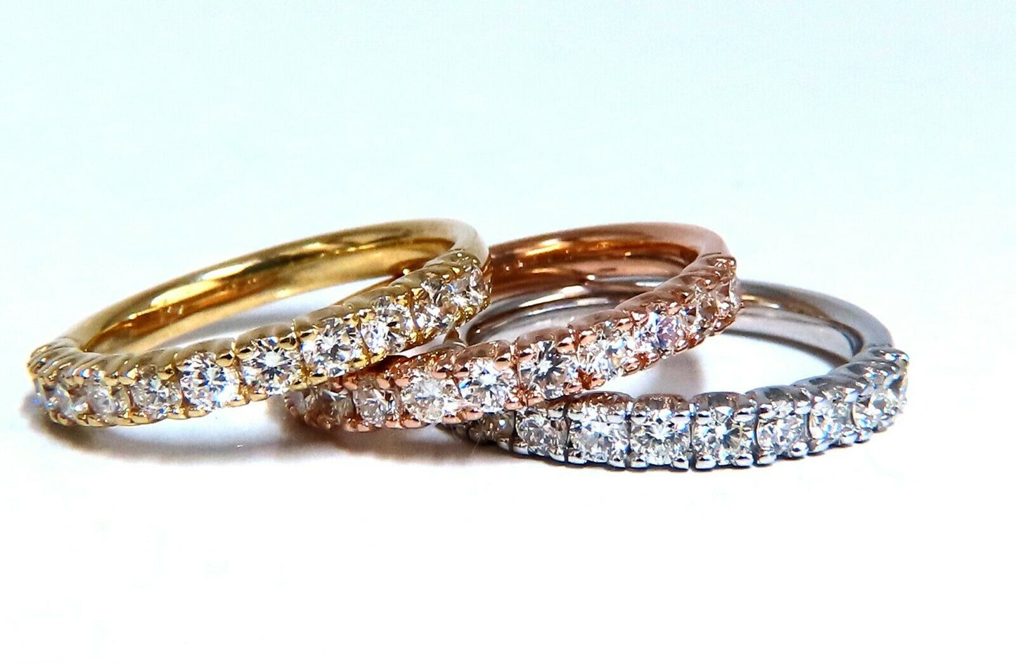 2.04 Natural Diamonds Stacking Bands 14kt Gold Mod