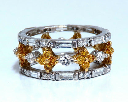 3.25ct Natural Fancy Yellow Baguette & Rounds Platinum Eternity Ring