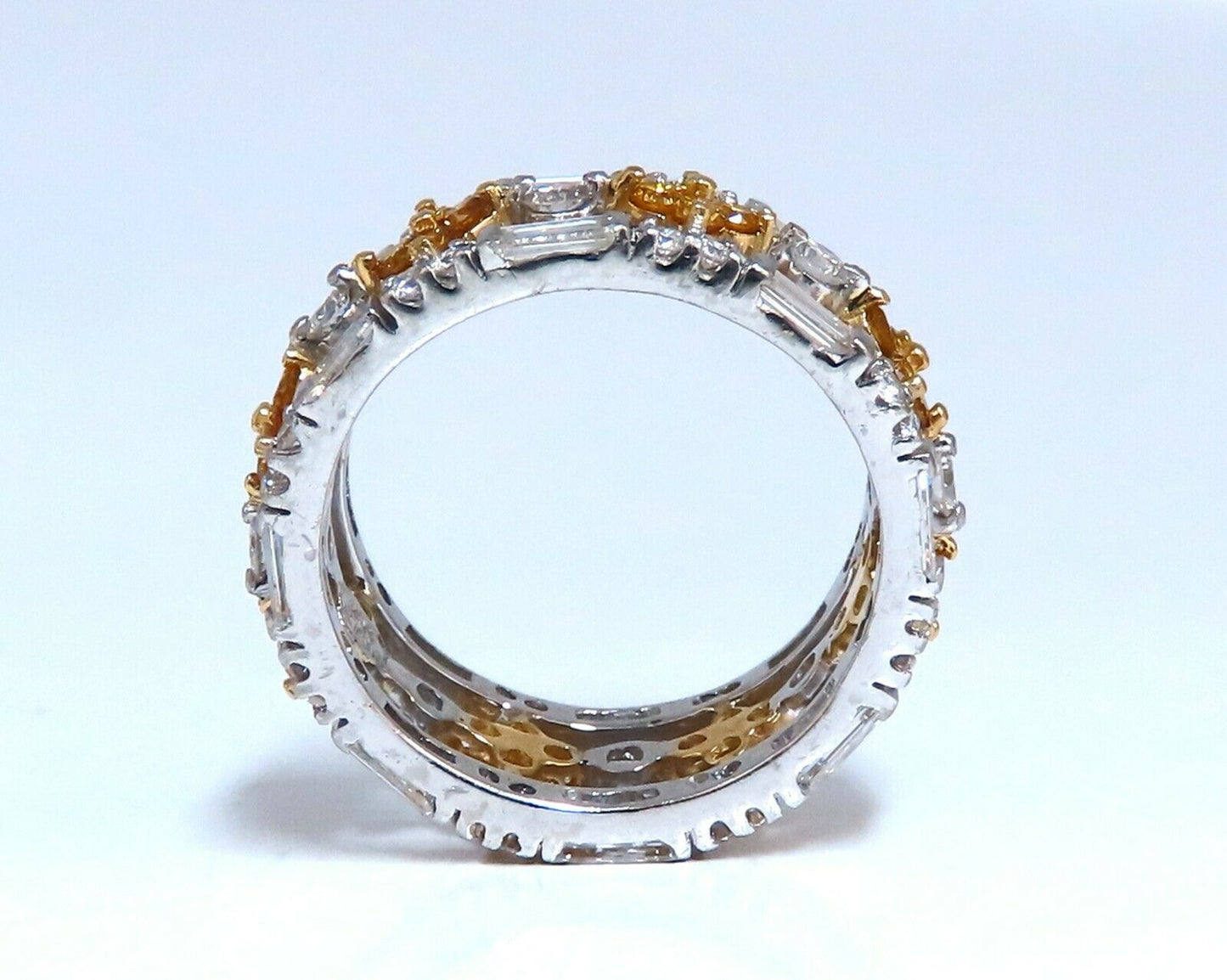 3.25ct Natural Fancy Yellow Baguette & Rounds Platinum Eternity Ring