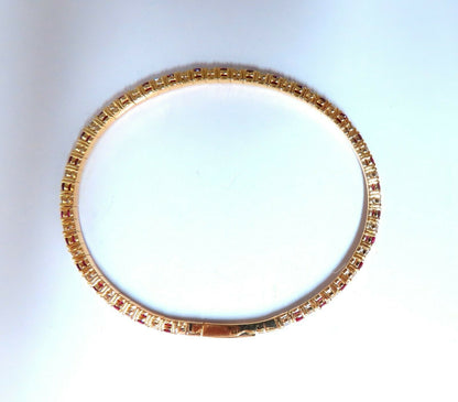 4.65ct vivid red natural ruby diamonds tennis Flexible Bangle bracelet 14kt