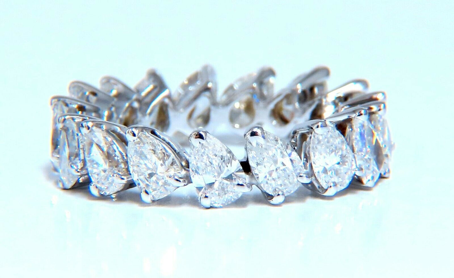 5ct Natural Pear Diamonds Eternity Ring 14kt