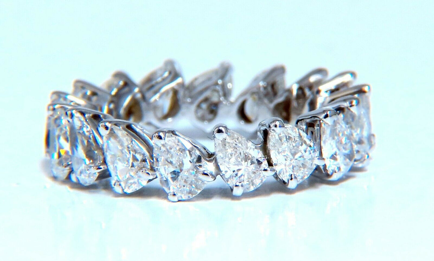 5ct Natural Pear Diamonds Eternity Ring 14kt