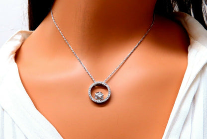 .59ct Natural Round Diamonds Circle Pendant Necklace 14kt