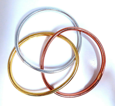 14kt Gold Woven Bracelets Tri-color Gold Threaded