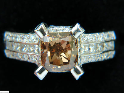 GIA 2.76CT NATURAL FANCY ORANGE BROWN DIAMOND RING G/VS 14KT