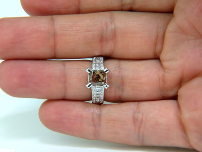 GIA 2.76CT NATURAL FANCY ORANGE BROWN DIAMOND RING G/VS 14KT