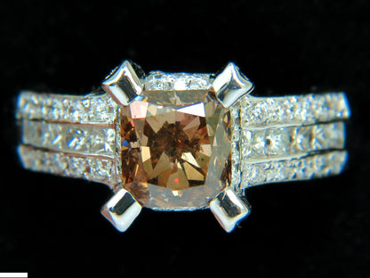 GIA 2.76CT NATURAL FANCY ORANGE BROWN DIAMOND RING G/VS 14KT