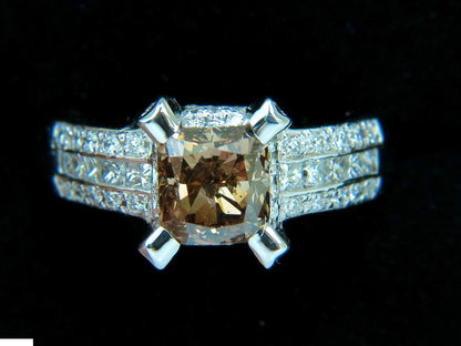 GIA 2.76CT NATURAL FANCY ORANGE BROWN DIAMOND RING G/VS 14KT