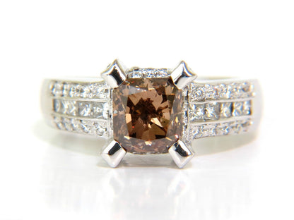 GIA 2.76CT NATURAL FANCY ORANGE BROWN DIAMOND RING G/VS 14KT