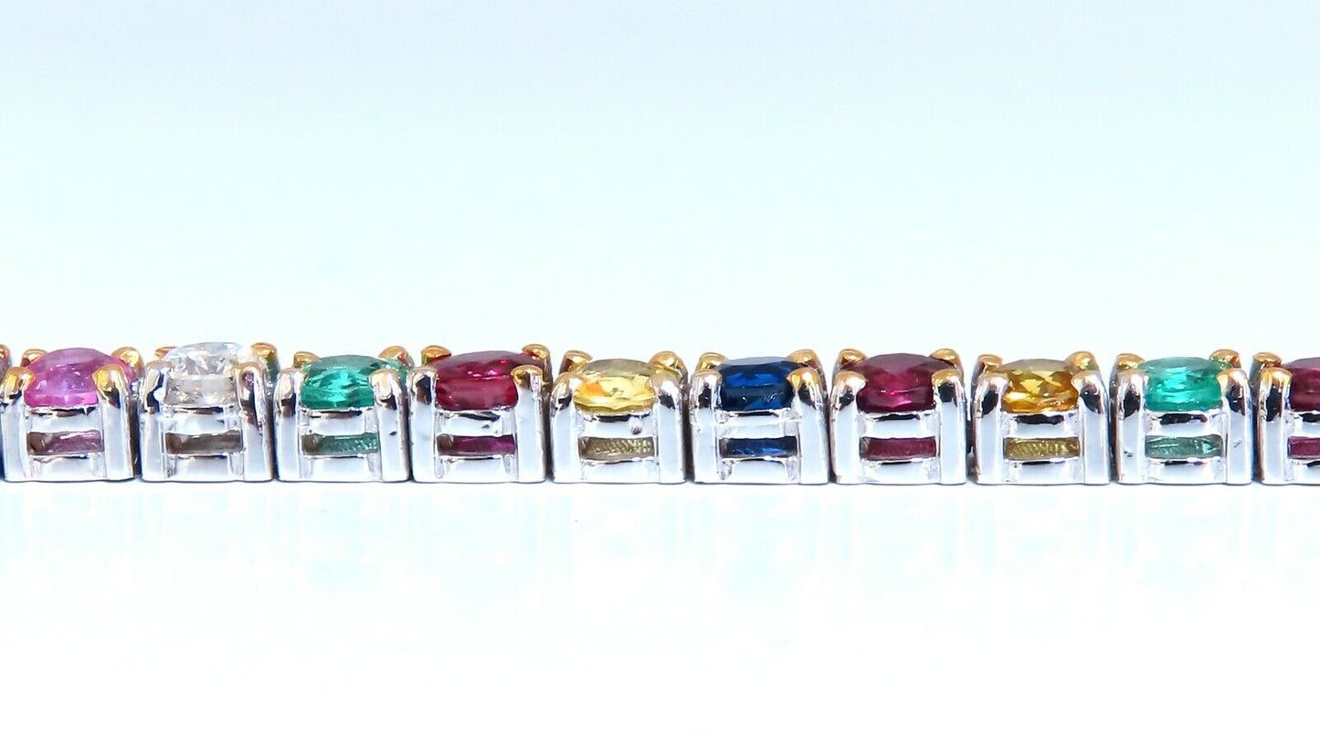 13ct natural ruby emerald sapphires diamond tennis bracelet 10kt gem line