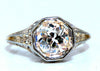 GIA Certified 1ct Natural Old Mine Diamond Edwardian Class Ring 18kt