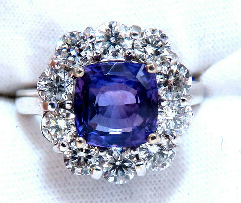 GIA Certified 3.48ct Natural Vivid purple no Heat sapphire diamonds ring 14kt