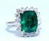 GIA Certified 4.86ct natural green emerald diamonds ring 14kt Halo Prime