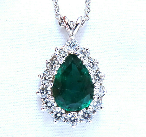 GIA Certified 3.77ct Natural Emerald Diamond Necklace 14kt