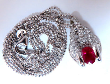 GIA Certified Burma Ruby Diamonds Necklace 18kt Mod Zen