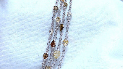 28.18ct Natural Multicolored Fancy Colored Diamonds Yard Necklace 18kt 3 Strand