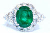 4.12ct natural green emerald diamonds ring 14kt Halo Prime